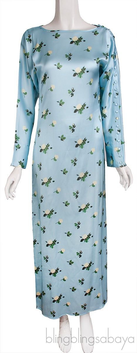 Sky Blue Floral Maxi Dress