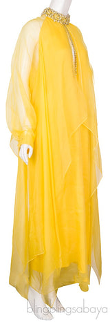 Long Silk Organdy Dress With Crystals