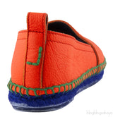 Orange Textured Leather Espadrille