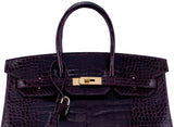 Birkin 35 Patent Prune Crocodile