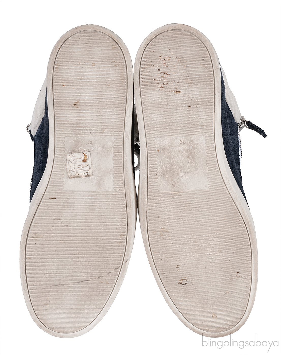 Giuseppe Zanotti Blue Suede White Wool Sneaker
