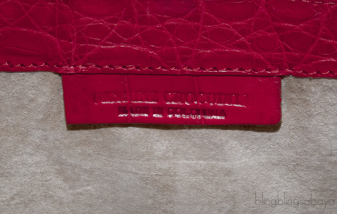 Pinkish Red Crocodile Fold-over Clutch*