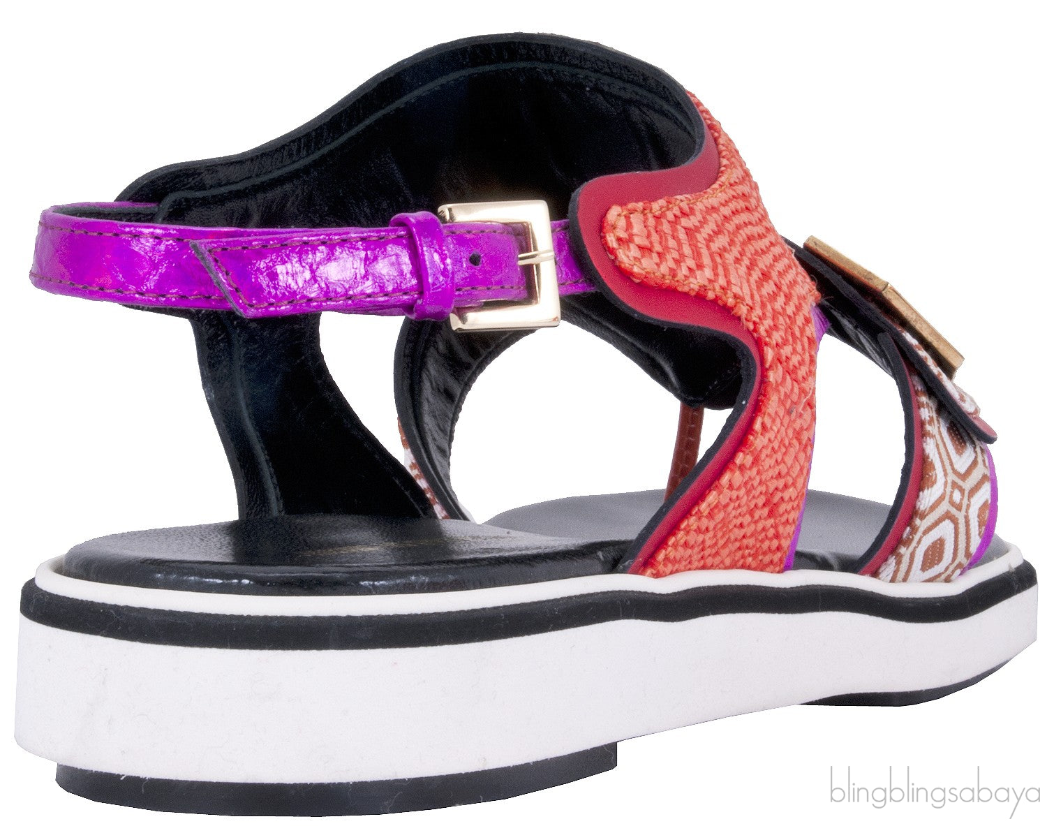 Orange Raffia & Jacquard Sandals