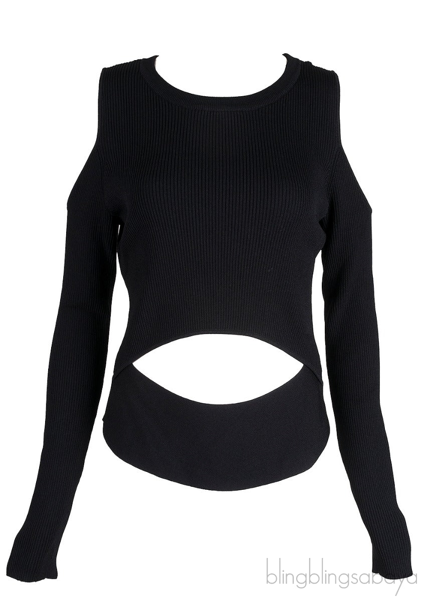 Black Cold Shoulder Sweater