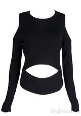 Black Cold Shoulder Sweater