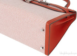 Kelly 28 Sellier Toile Quadrille Veau Swift Terre Battue-Mauve Sylvester-Blanc