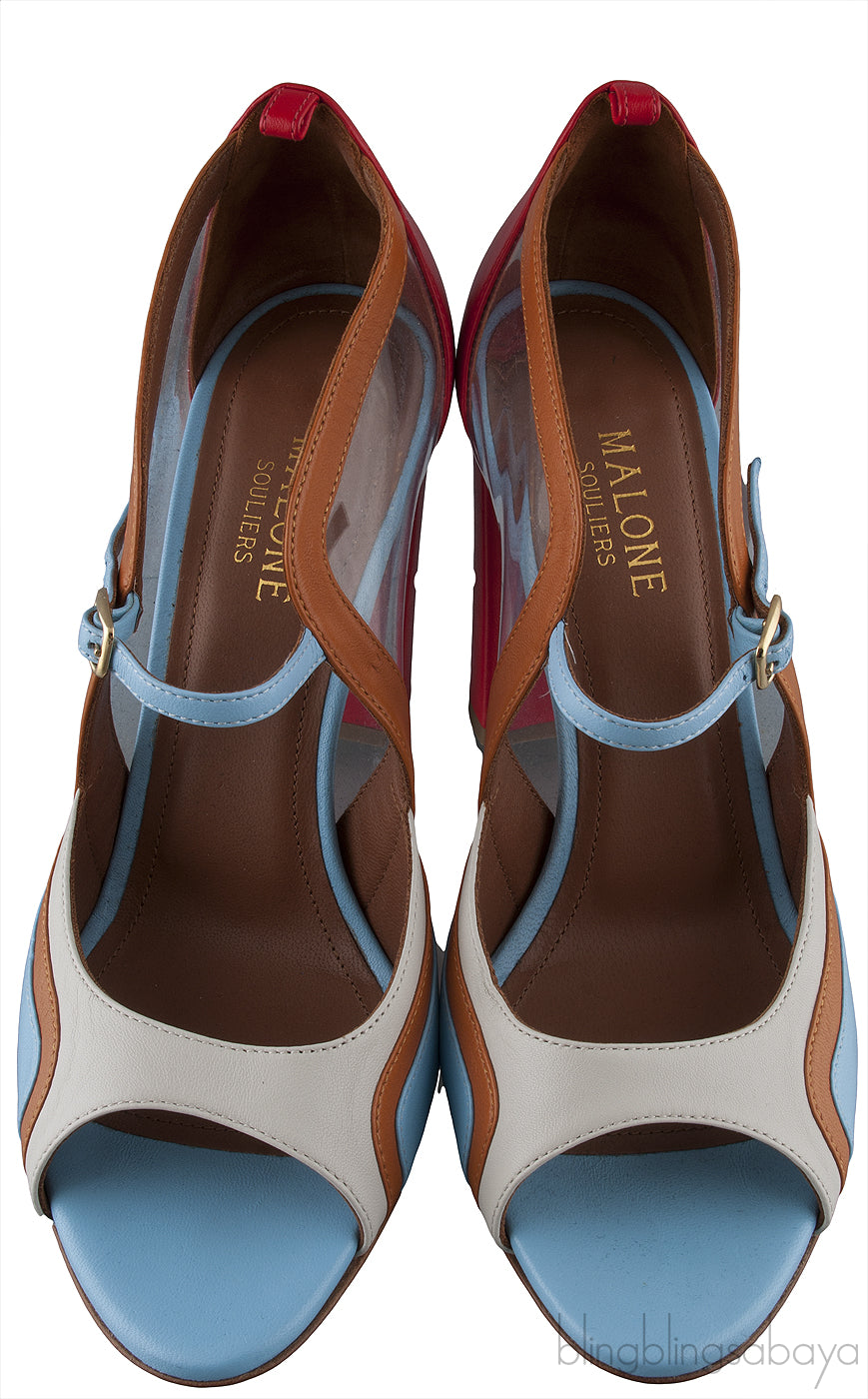 Multicolored PVC Peep Toe Heels