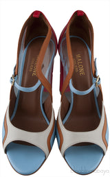 Multicolored PVC Peep Toe Heels