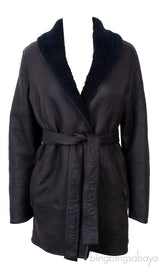 Reversible Black Open Front Leather Jacket