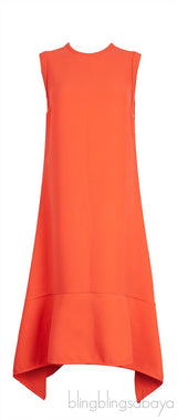 Orange Sleeveless Asymmetric Hem Midi Dress