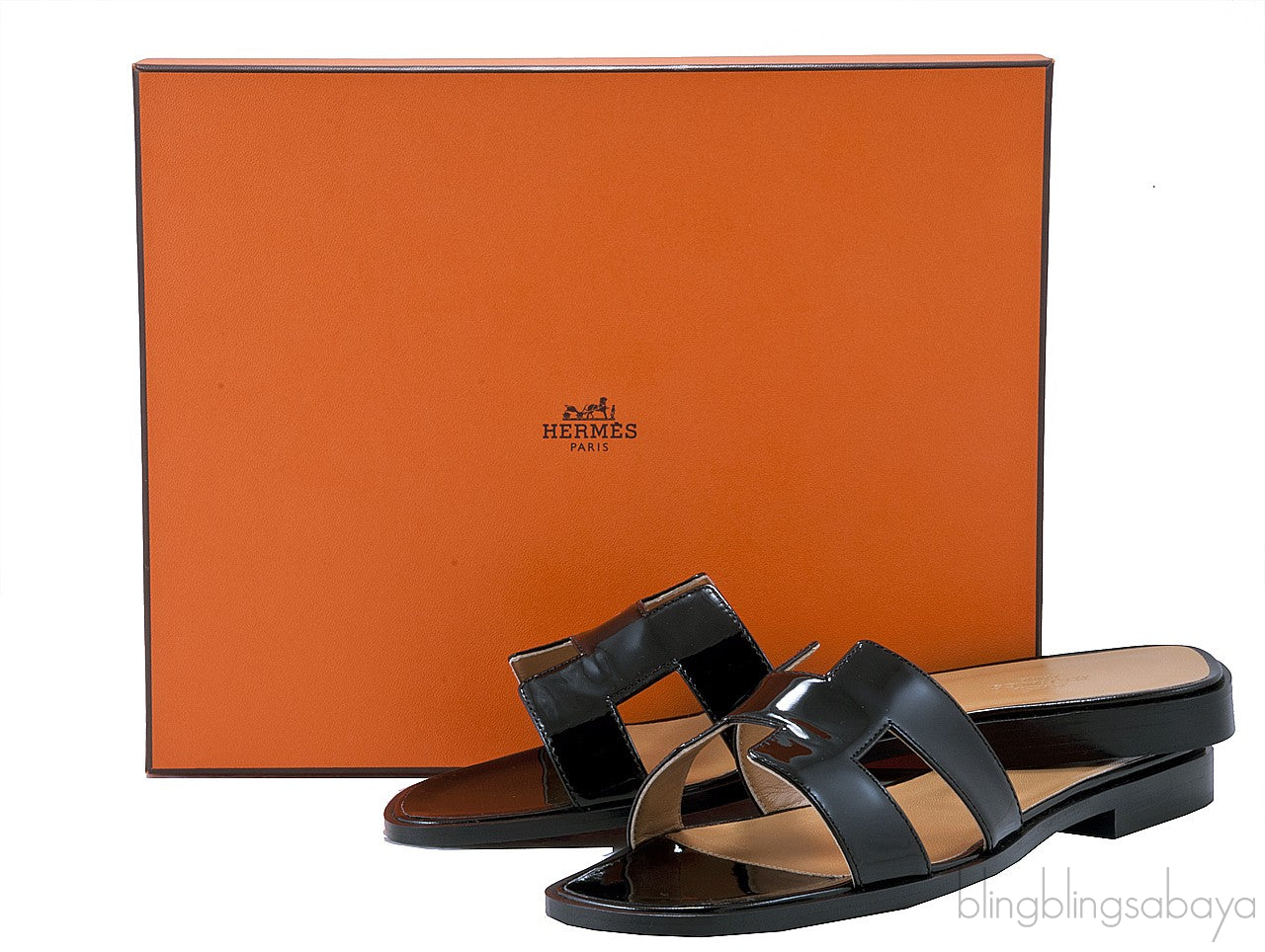 Black Patent Oran Sandals