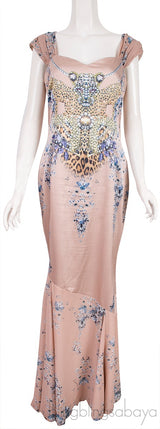 Light Brown Leopard Print Maxi Dress