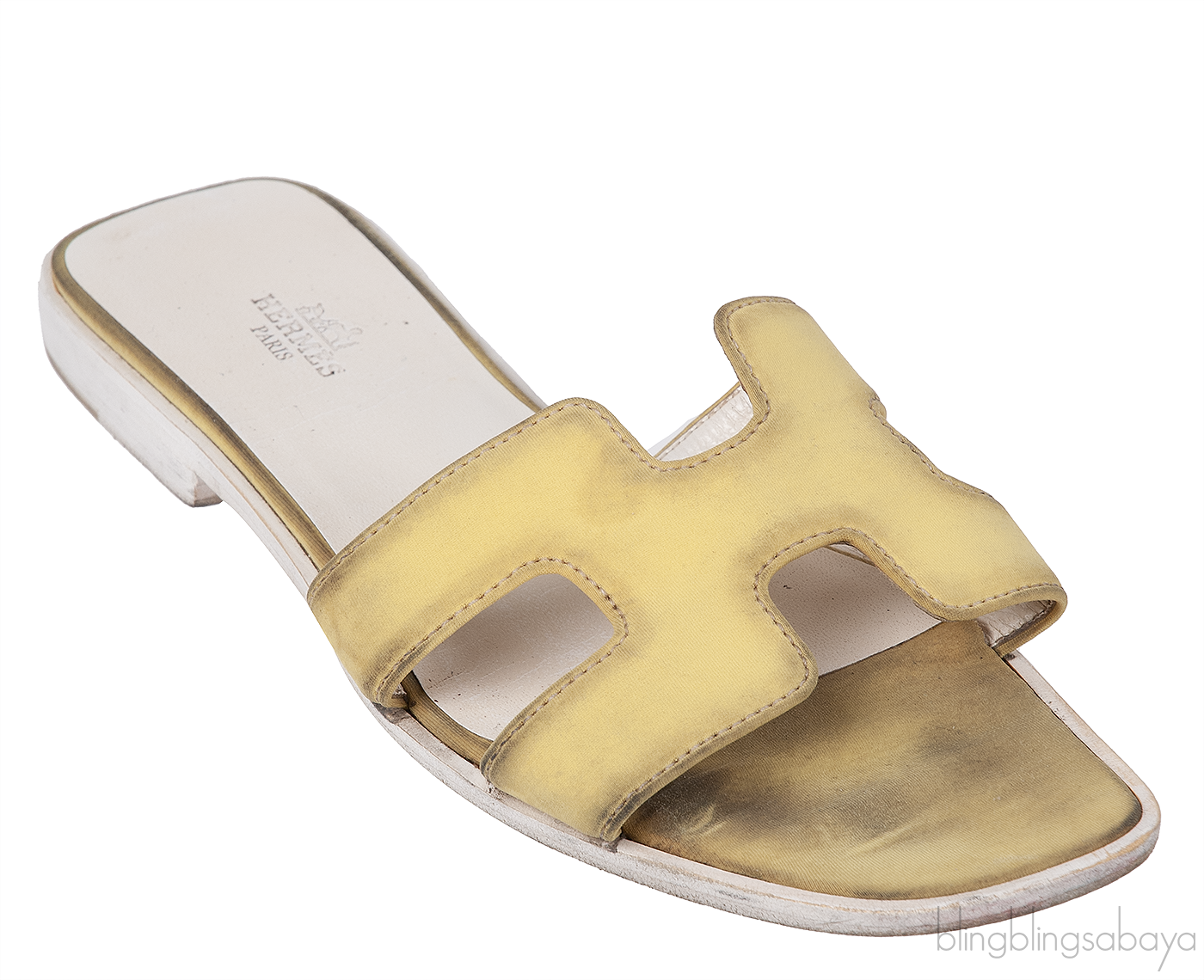 Hermes Oran Yellow Fabric Sandals