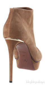 Louis Vuitton Brown Suede Peep Toe Ankle Boots