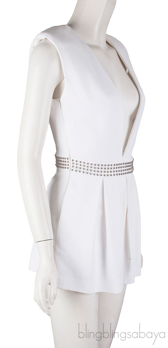 Phillip Plein White Beaded Playsuit