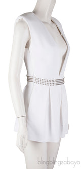 Phillip Plein White Beaded Playsuit