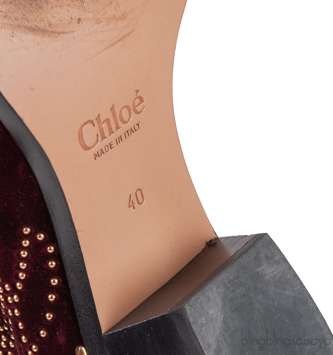 Burgundy Velvet Metal Beads Strappy Boots