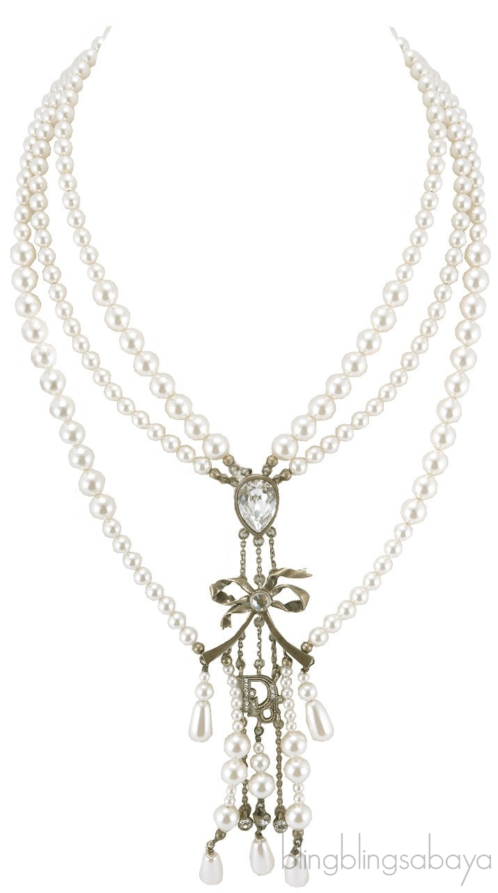 Bow Faux Pearl Necklace