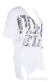 White Oversized Logo Print T-shirt