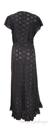 Brianna Ruffled Broderie Anglaise Wrap Midi Dress