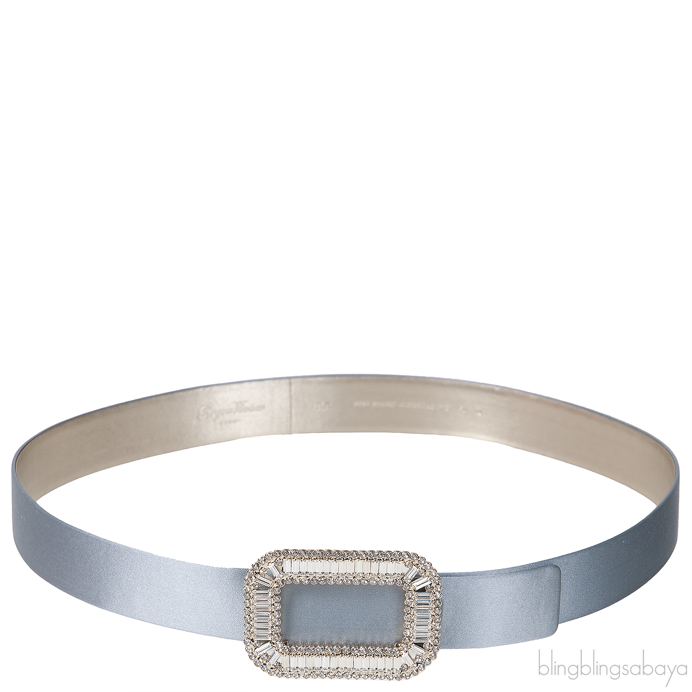Roger Vivier Grey Pilgrim Satin Crystal Belt