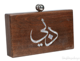 Shell Inlay Wood Clutch