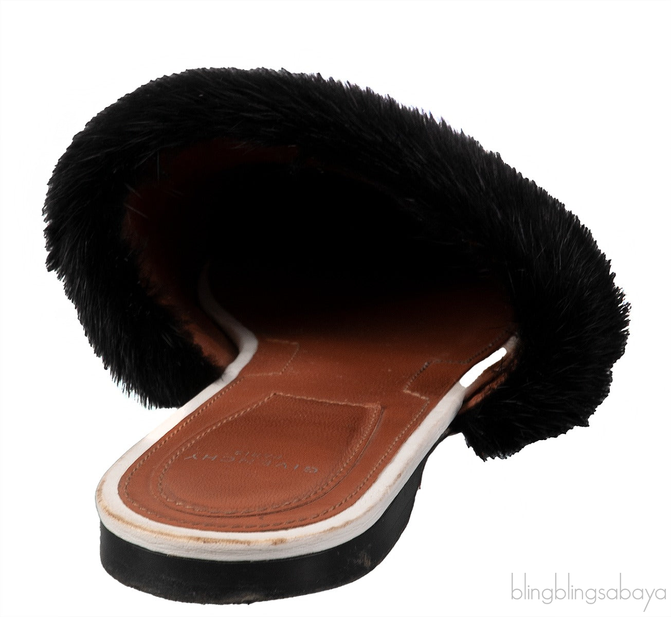 White Bedford Fur Trim Mules