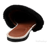 White Bedford Fur Trim Mules