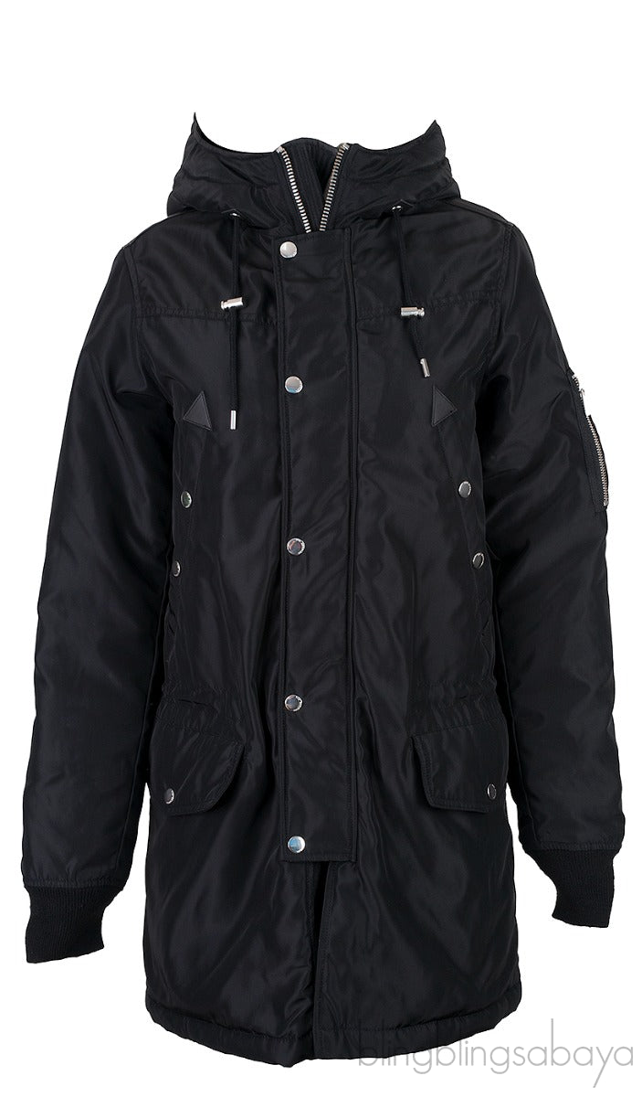 Black Trench Coat with Hoodie
