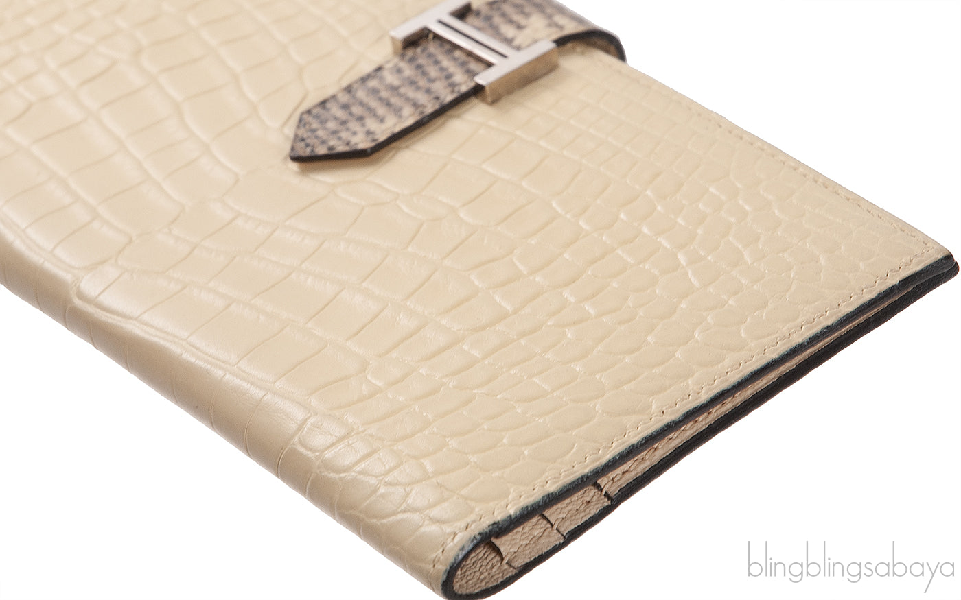 Bi-color Bearn Vanille Crocodile Ombre Lizard Wallet