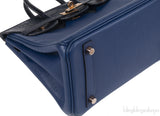 Hermes Birkin 25 Touch Blue Marine Matte Alligator and Blue Sapphire Taurillon Novillo GHW
