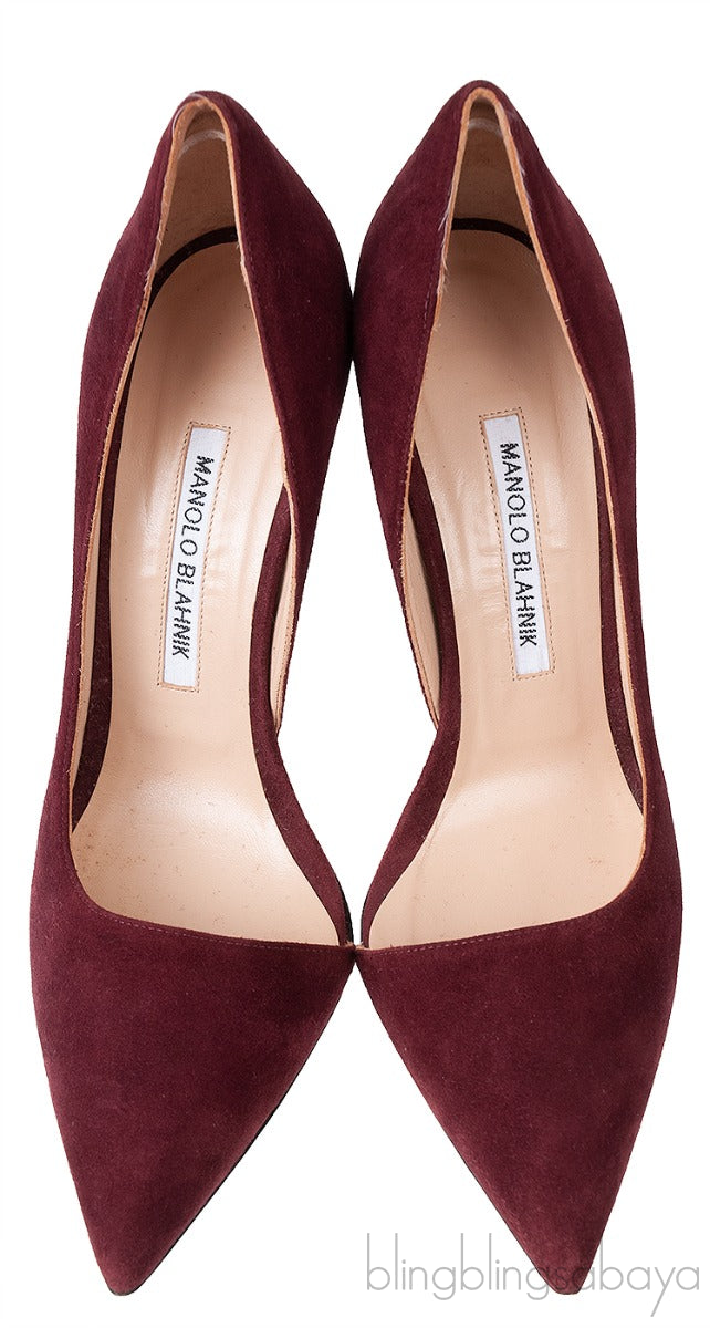 Burgundy Suede Pointed Heels