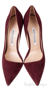 Burgundy Suede Pointed Heels