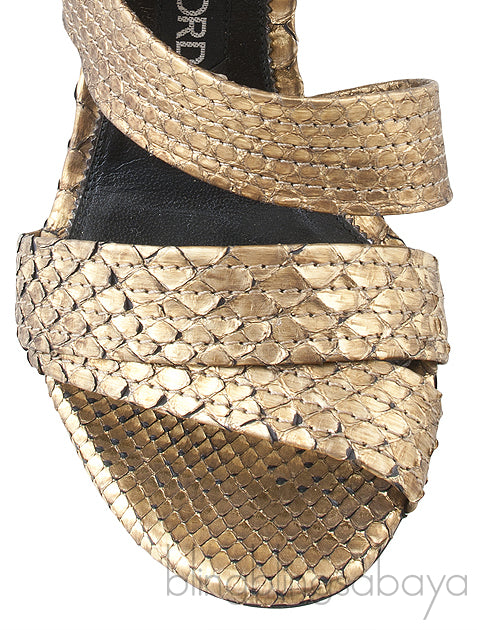 Gold Python Strappy Sandals
