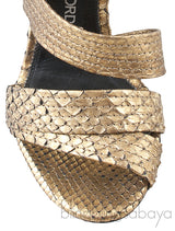 Gold Python Strappy Sandals