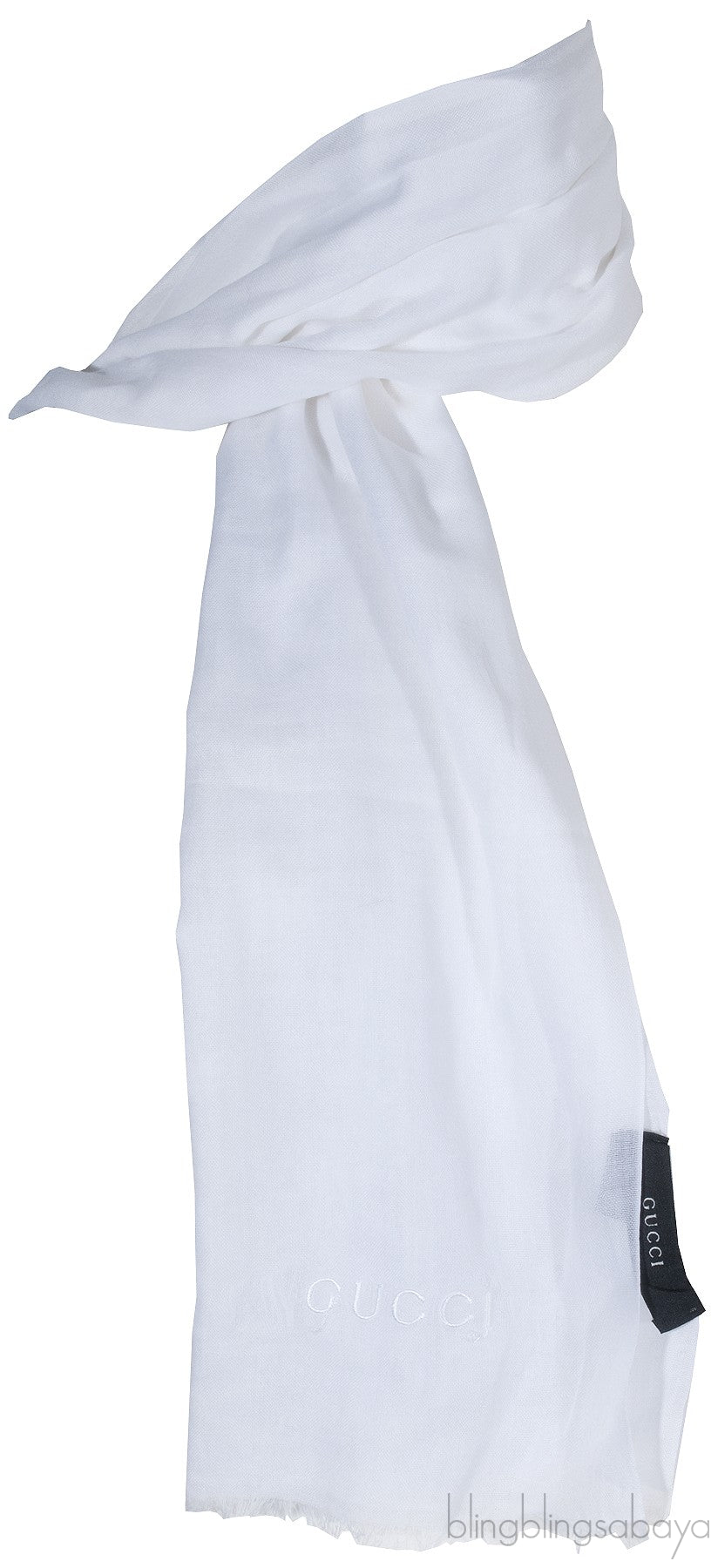 Plain White Long Rectangular Scarf