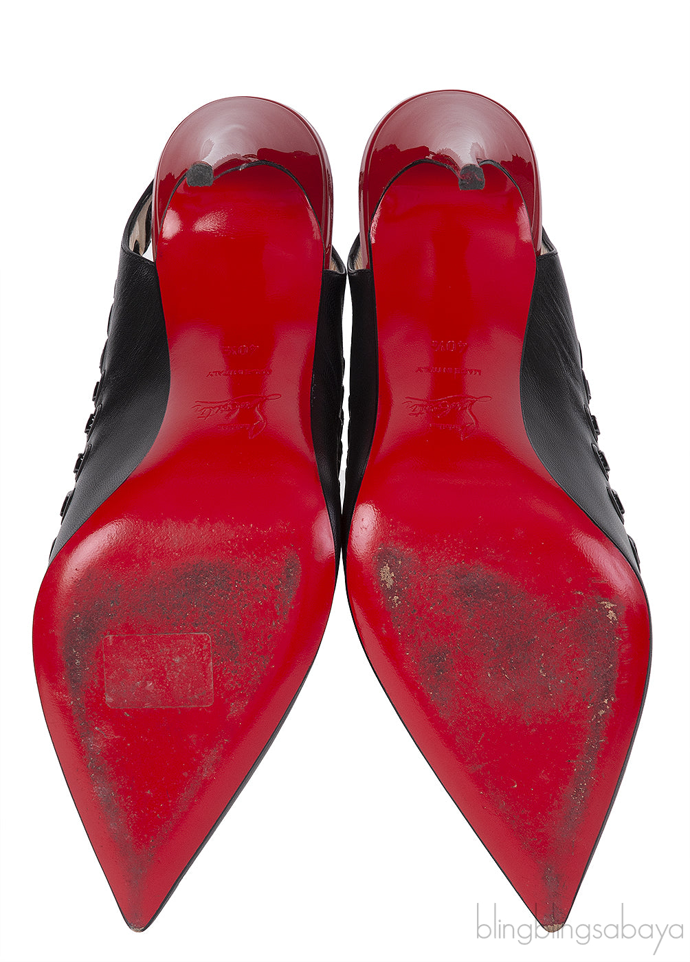 Christian Louboutin Black Leather Ostri Sling 100 Heels