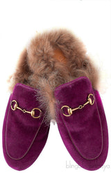 Purple Princetown Fur Slide