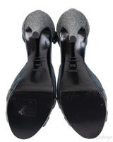 Hermes Premiere Glitter Blue Grey Suede Sandals