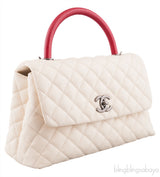 Coco White Caviar w/ Red Lizard Handle bag