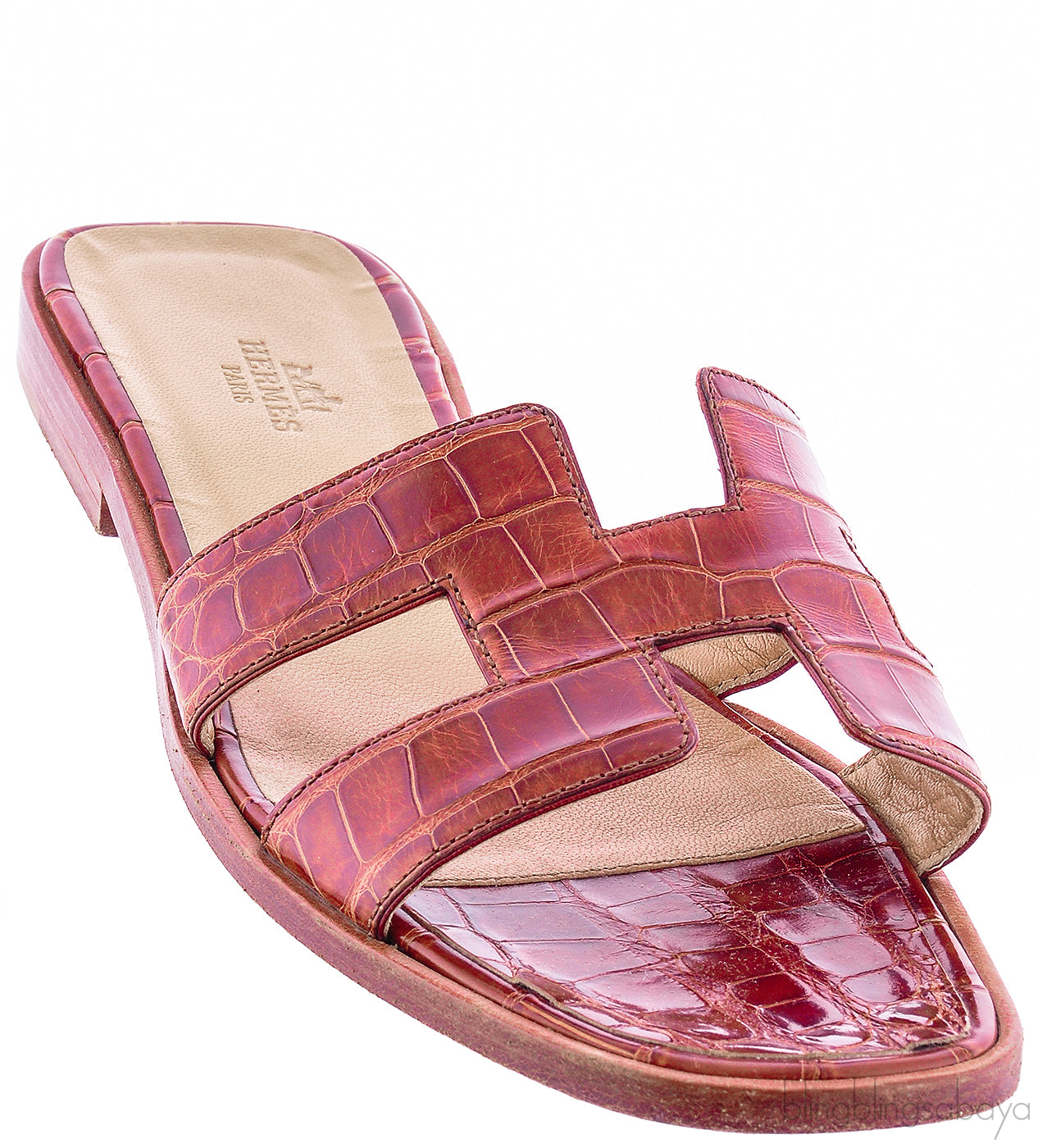 Cognac Crocodile Oran Sandals