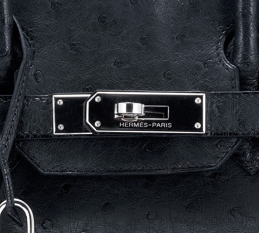 Birkin 30 Black Ostrich PHW