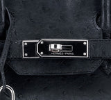 Birkin 30 Black Ostrich PHW