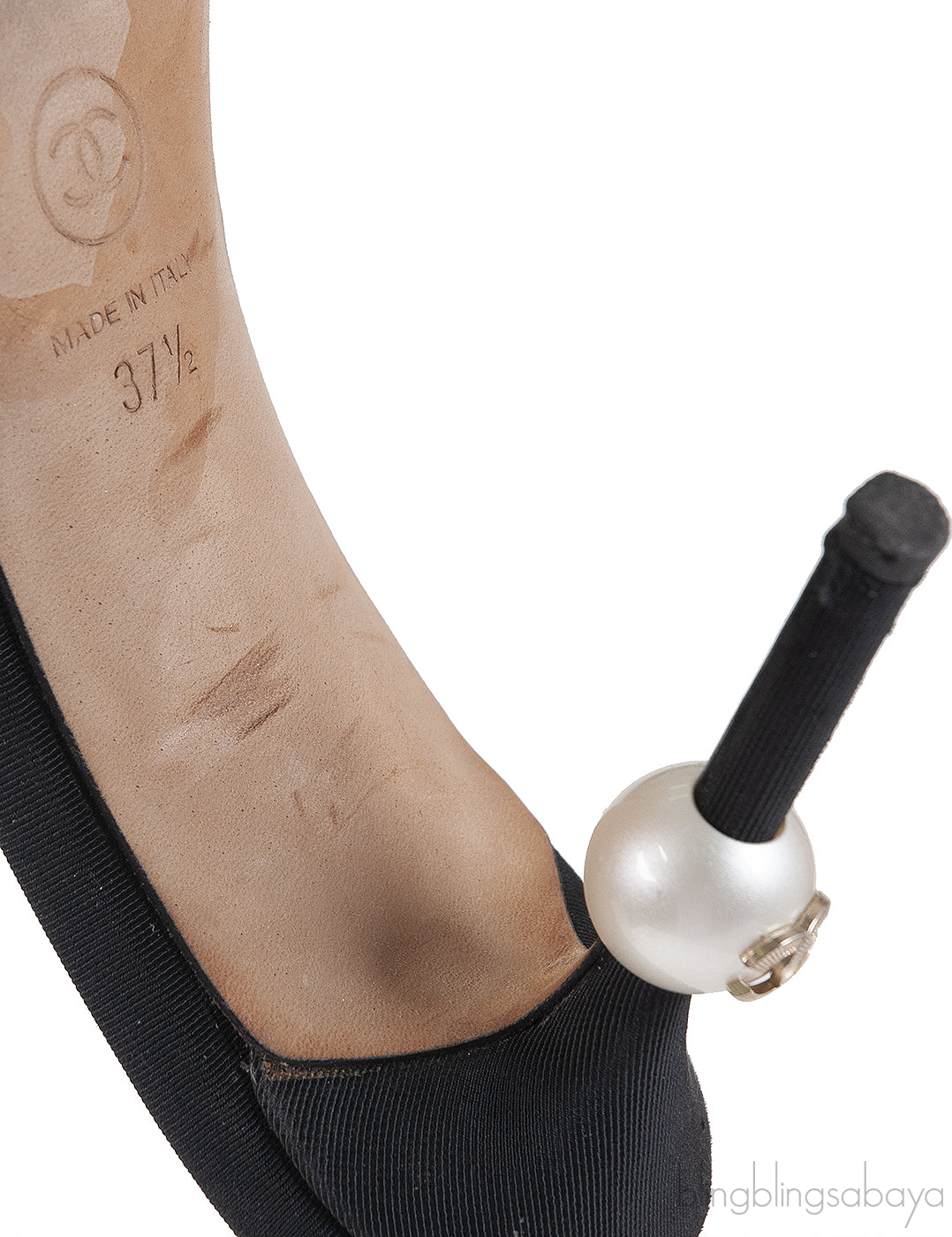 CHANEL BEIGE AND BLACK SUEDE POINTED MULE
