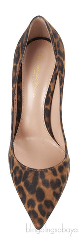 Leopard Print Suede Pointed Toe Heels