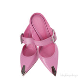 Alexander McQueen Pink Punk Buckle Mules