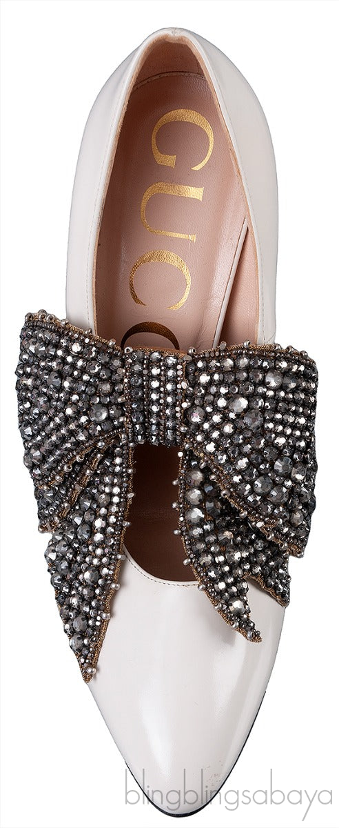White Patent Elaisa Crystal Bow Pump