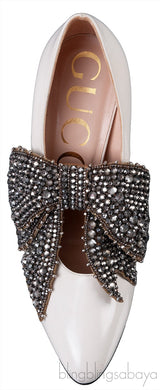 White Patent Elaisa Crystal Bow Pump