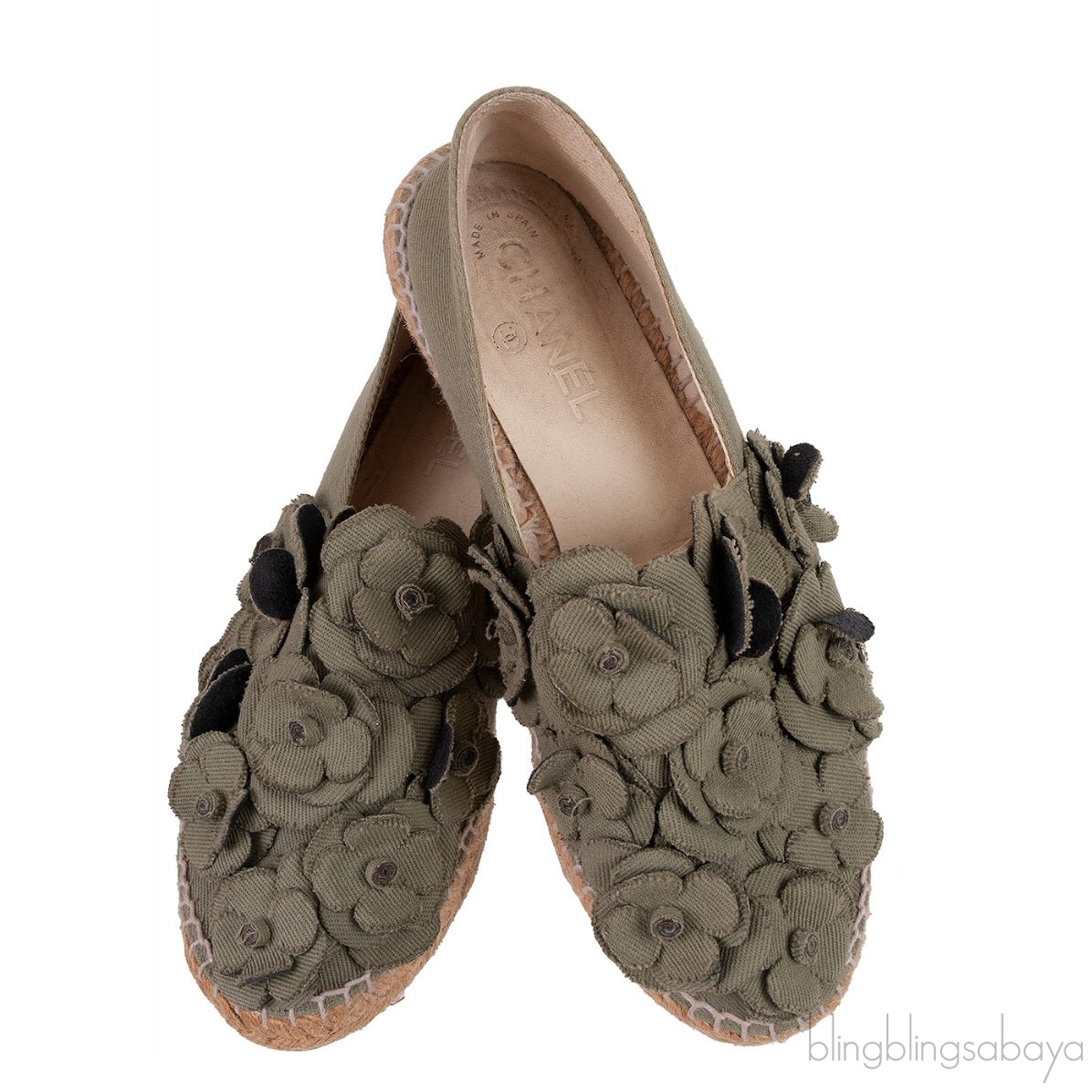 Army Green Camellia Canvas Espadrille