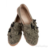 Army Green Camellia Canvas Espadrille